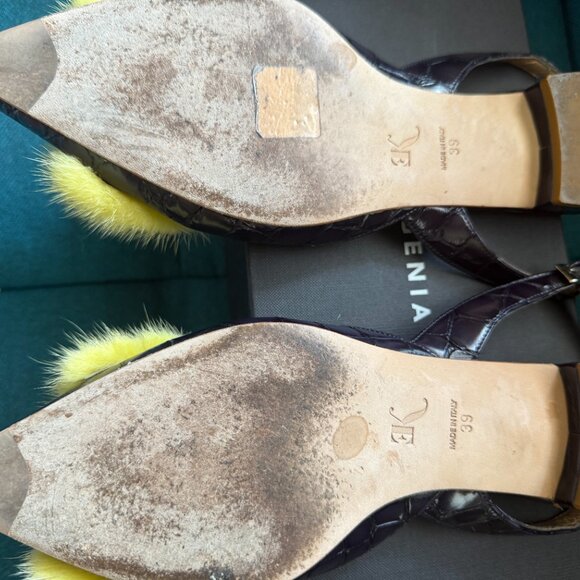 Eugenia Kim Navy Blue and Yellow Slingback Flats, size 39 - Picture 2 of 5